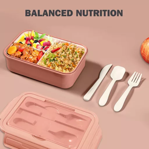 Diboniur Bento Box 1400ml Compartmentes Ételhordó Rózsaszín Mikrózható Gyerekeknek Felnőtteknek