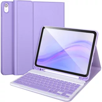   APHBZGE iPad 11/10 generációs billentyűzetes tok, leválasztható Bluetooth billentyűzettel, ceruza tartóval, lila