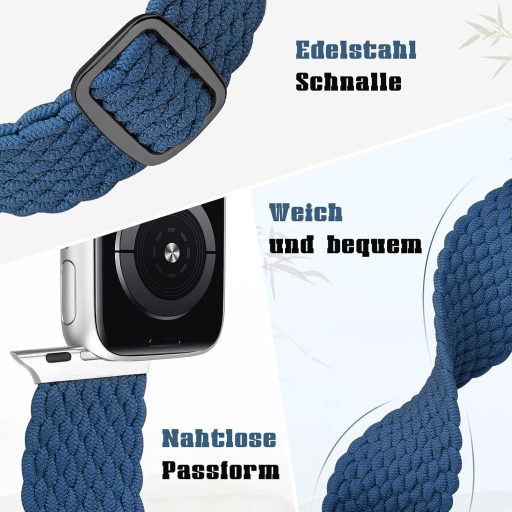 Curele împletite din nailon pentru Apple Watch, 38-49mm, 2 bucăți, unisex, compatibile cu Series 1-9, SE, Ultra