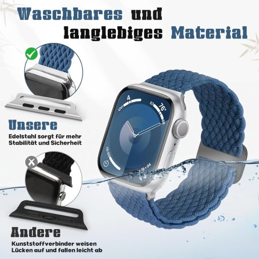 Curele împletite din nailon pentru Apple Watch, 38-49mm, 2 bucăți, unisex, compatibile cu Series 1-9, SE, Ultra