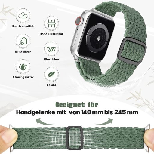 Curele împletite din nailon pentru Apple Watch, 38-49mm, 2 bucăți, unisex, compatibile cu Series 1-9, SE, Ultra