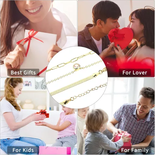 DIVINA VITAE Réteges Női Nyaklánc 14K Arany Bevonattal - Cirkónia Medálos Elegáns Ékszer, Lapos Kígyólánc, Rozsdamentes Acél Choker