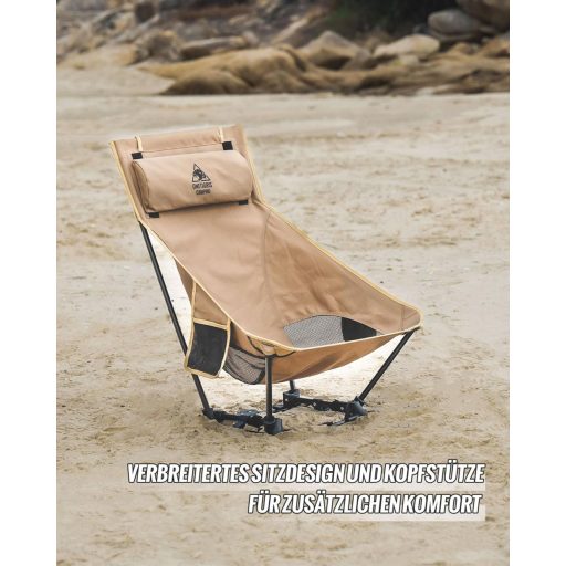 OneTigris Dragonhide összecsukható kemping szék, 125 kg terhelhetőség, oldaltáskákkal