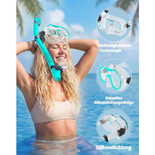 Lealinga Snorkel Szett 2 Személyes Panoráma Maszk Száraz Snorkelcsővel Anti-Fog