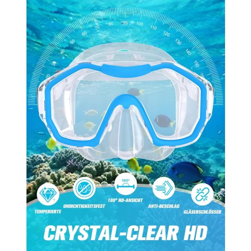 Set de snorkeling Lealinga, mască panoramică pentru 2 persoane cu tub de snorkel uscat, anti-aburire