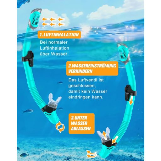 Set de snorkeling Lealinga, mască panoramică pentru 2 persoane cu tub de snorkel uscat, anti-aburire