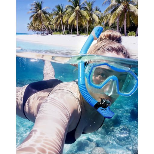 Set de snorkeling Lealinga, mască panoramică pentru 2 persoane cu tub de snorkel uscat, anti-aburire