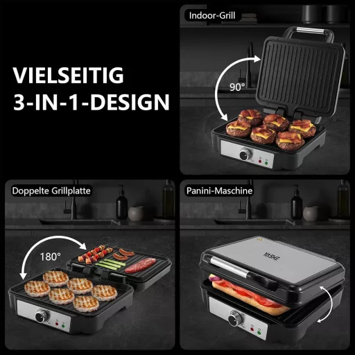 YASHE 4 szeletes kontakt grill 1800W, panini készítő, 180° nyitás, szabályozható hőmérséklet