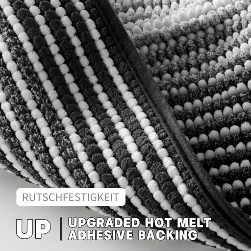 Chakme Chenille set tepiha za kupaonicu, 5 dijelova, debeli protuklizni otirač za kupaonicu, crni