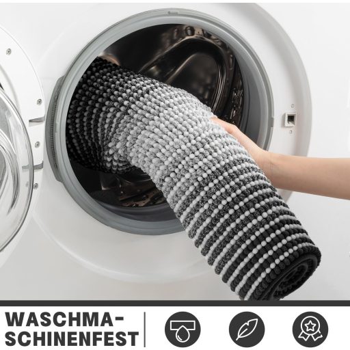 Chakme Chenille set tepiha za kupaonicu, 5 dijelova, debeli protuklizni otirač za kupaonicu, crni