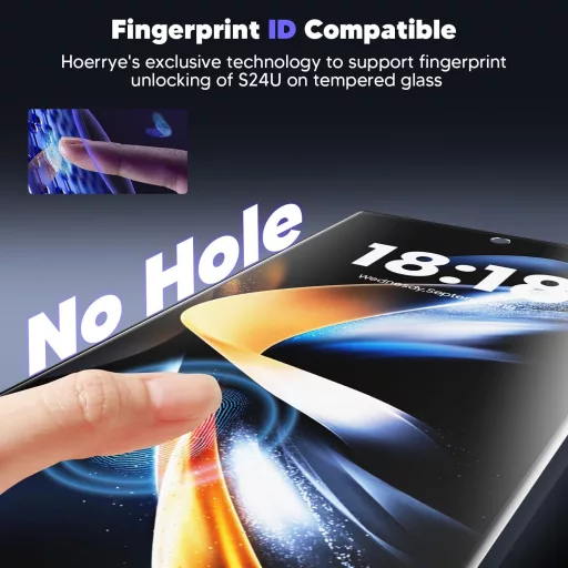Hoerrye Samsung Galaxy S24 Ultra Ujjlenyomat Kompatibilis Adatvédelmi Üvegfólia 9H, 2db