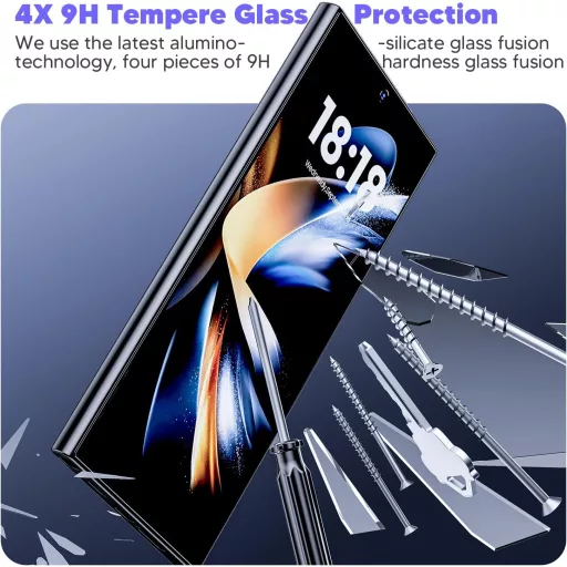 Hoerrye Samsung Galaxy S24 Ultra Ujjlenyomat Kompatibilis Adatvédelmi Üvegfólia 9H, 2db