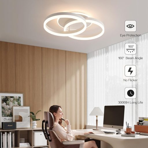 Lampă LED de plafon Amdelne 50cm cu telecomandă, reglabilă, pentru dormitor și living.