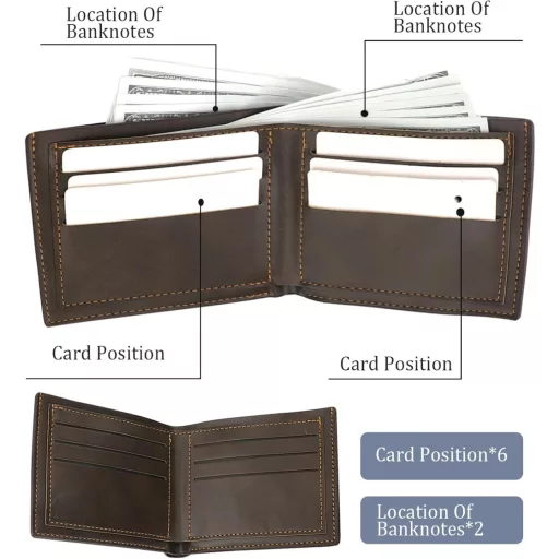 LOCCY Férfi Bőr Pénztárca Kompakt Méret Fekete Barna Színben Modern Dizájn Slim Wallet Kártya Tartó