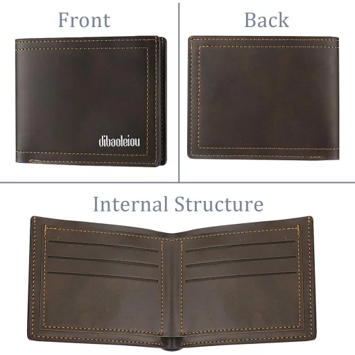 LOCCY Férfi Bőr Pénztárca Kompakt Méret Fekete Barna Színben Modern Dizájn Slim Wallet Kártya Tartó