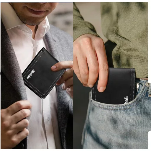 LOCCY Férfi Bőr Pénztárca Kompakt Méret Fekete Barna Színben Modern Dizájn Slim Wallet Kártyatartó