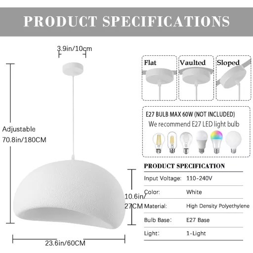 HvKvHvY Modern Csüngőlámpa E27 Madárfészek Design Függőlámpa 60cm