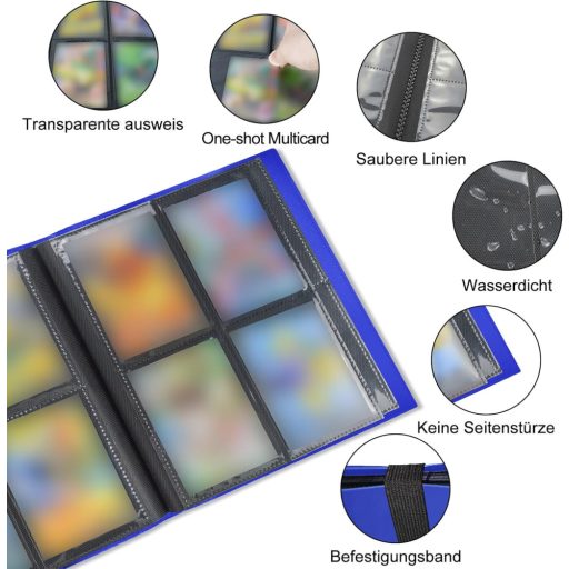 JUSONEY Trading Card Album 160 zseb kék gyűjtőkönyv MTG Magic kártyához