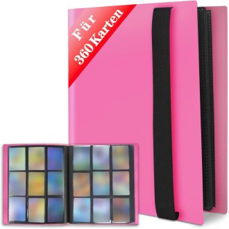   JUSONEY Trading Card Album 360 zseb 20 oldal MTG Magic kártya gyűjtéshez vízálló rózsaszín