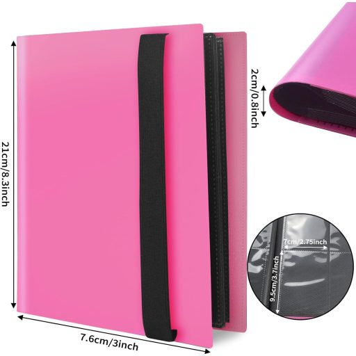 JUSONEY Trading Card Album 360 zseb 20 oldal MTG Magic kártya gyűjtéshez vízálló rózsaszín