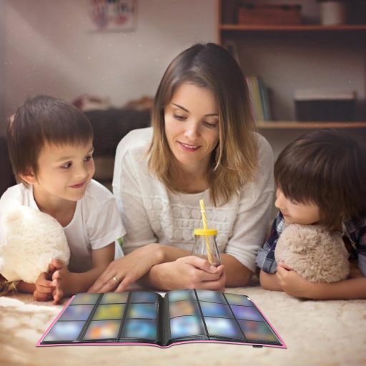 JUSONEY Trading Card Album 360 zseb 20 oldal MTG Magic kártya gyűjtéshez vízálló rózsaszín