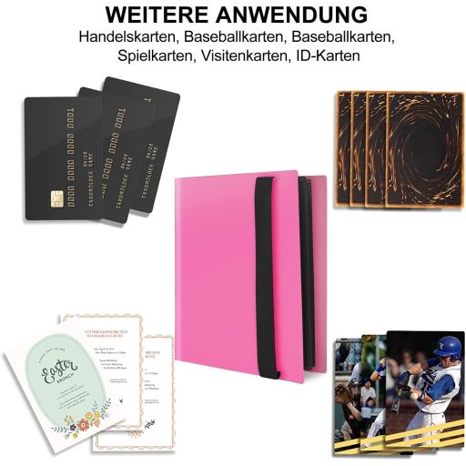 JUSONEY Trading Card Album 360 zseb 20 oldal MTG Magic kártya gyűjtéshez vízálló rózsaszín