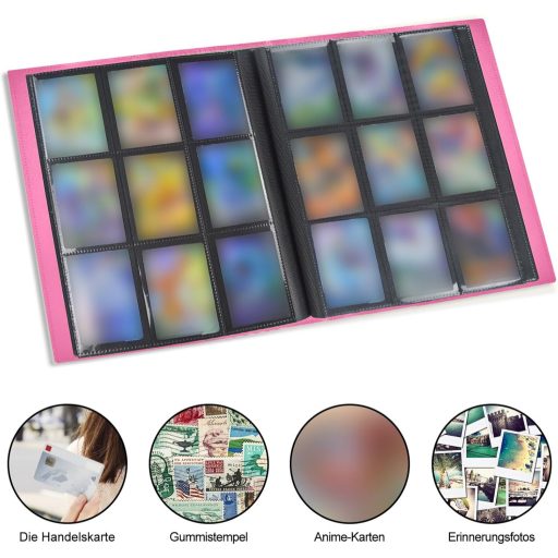 JUSONEY Trading Card Album 360 zseb 20 oldal MTG Magic kártya gyűjtéshez vízálló rózsaszín