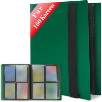   JUSONEY 160 zsebű kártyaalbum zöld borítóval MTG Magic gyűjtéshez