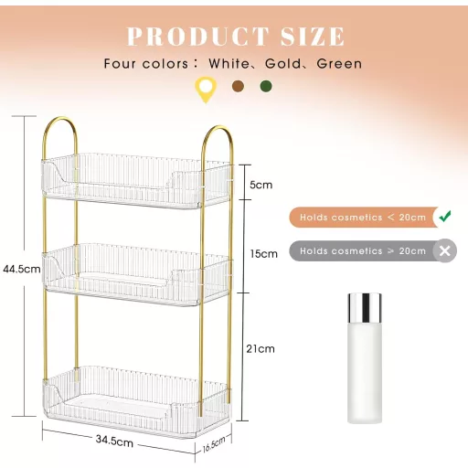 SPACEKEEPER 3-poschodový priehľadný organizér na make-up - kozmetický úložný box