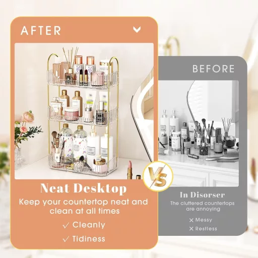 SPACEKEEPER 3-poschodový priehľadný organizér na make-up - kozmetický úložný box