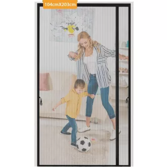   Plasă magnetică anti-țânțari pentru ușă Wanoore, 100x200cm, neagră, închidere automată