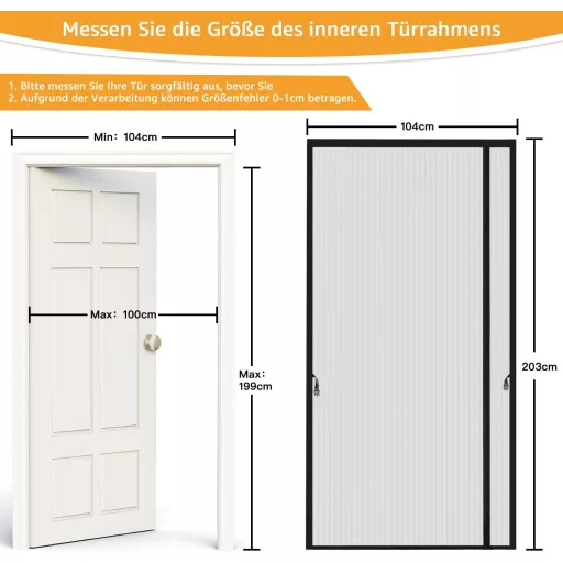 Wanoore Mágneses Szúnyogháló Ajtóra 100x200cm Fekete Automatikus Zárás