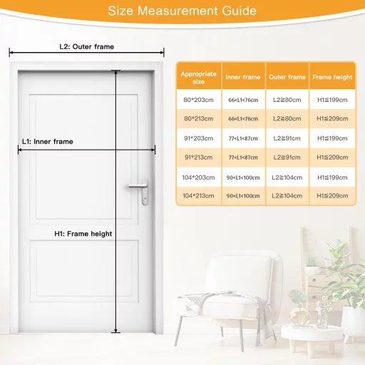 Plasă magnetică anti-țânțari pentru ușă Wanoore, 100x200cm, neagră, închidere automată