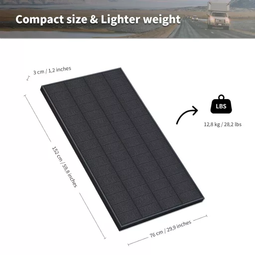 FIREFLY ENERGY 240W Monokristályos Napelem Panel Fekete Kivitelben - Erkélyre, Kertbe, Lakóautóra, Hajóra - TOPCon-N Technológia, IP65 Védel