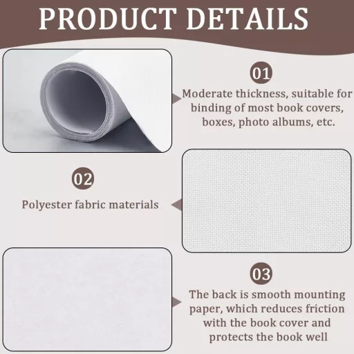 craspire Bijeli Laneni Omot za Knjige za A3 A8 Veličine, Papirnati Omot za Uvez