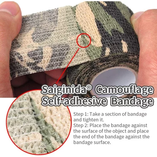 Saiginida 8 tekercs kamuflázs rugalmas szalag 5cm x 4,5m öntapadó