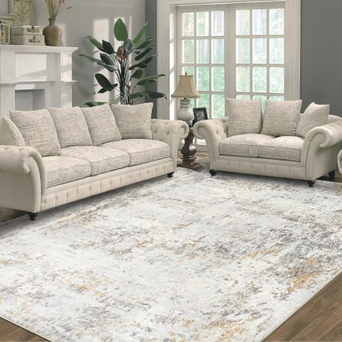 Covor Capslpad Abstract Bej 160x230 cm - Covor Antiderapant cu Fir Scurt din Lână Artificială pentru Decorarea Livingului, Dormitorului, Biroului - Lavabil Min