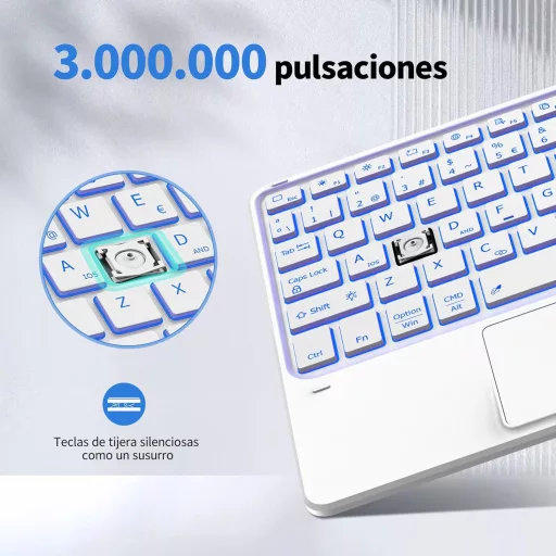 CACOE Bluetooth Billentyűzet Touchpad-dal, Spanyol Kiosztás, 7 Szín LED, Vezeték Nélküli