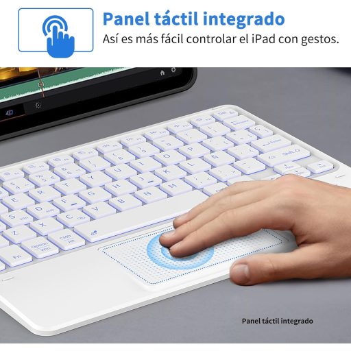 Tastatură Bluetooth CACOE cu Touchpad, Layout Spaniol, LED în 7 culori, Wireless