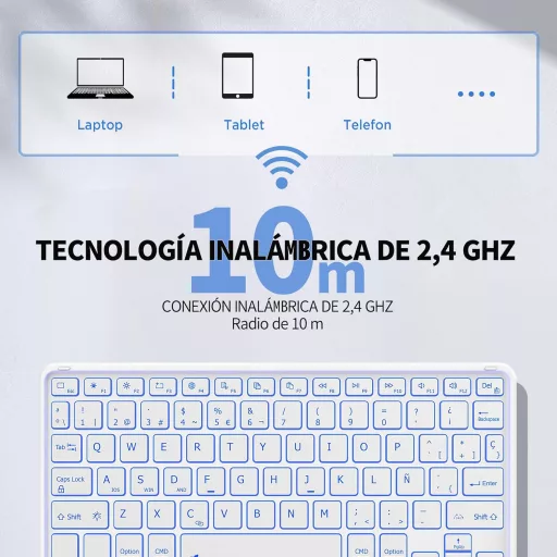CACOE Bluetooth Billentyűzet Touchpad-dal, Spanyol Kiosztás, 7 Szín LED, Vezeték Nélküli