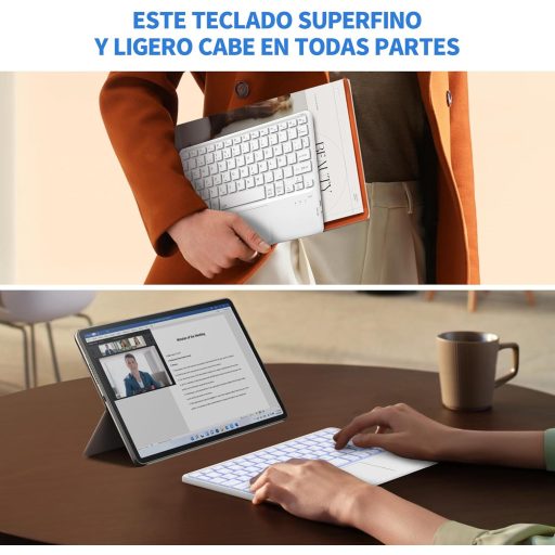 Tastatură Bluetooth CACOE cu Touchpad, Layout Spaniol, LED în 7 culori, Wireless