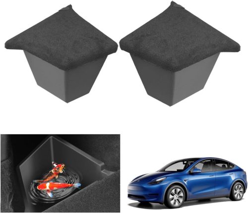 GAFAT Cutie Organizatoare Portbagaj Tesla Model Y - Set Compartimente de Depozitare TPE Impermeabile cu Capac de Pluș, Modele 2021-2024 (2 buc)
