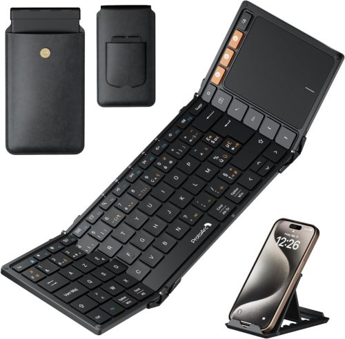 Tastatură Bluetooth Pliabilă ProtoArc XK01 TP - Wireless, Portabilă, Neagră, cu Baterie