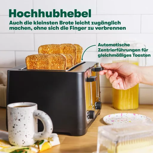BELLA 4 szeletes kenyérpirító rozsdamentes acél, extra széles nyílásokkal és morzsatálcával