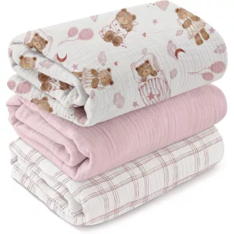   GLLQUEN BABY Puha Pamut Pólya 2 db, 95x100cm, Újszülött Takaró Fiúnak és Lánynak Sage
