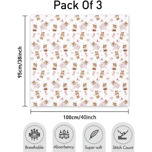GLLQUEN BABY Puha Pamut Pólya 2 db, 95x100cm, Újszülött Takaró Fiúnak és Lánynak Sage