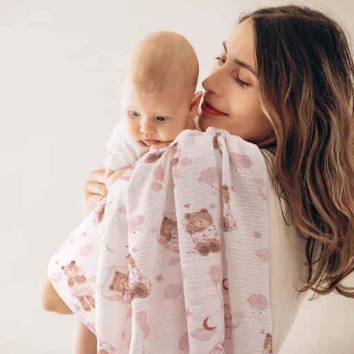 GLLQUEN BABY Puha Pamut Pólya 2 db, 95x100cm, Újszülött Takaró Fiúnak és Lánynak Sage