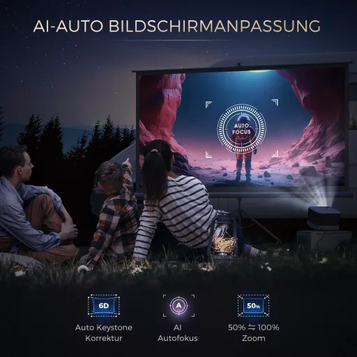 AURZEN Boom 3 Projektor Hivatalos Netflix 3D Dolby Hangzással - 4K Autofókusz, WiFi6, Bluetooth, HDR10, 1080P Full HD Házimozi Vetítő