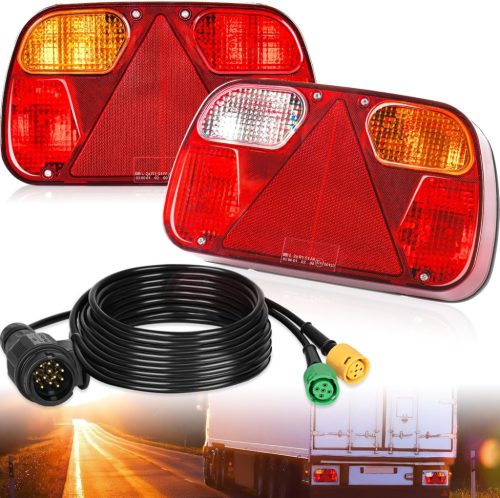 Set universal lămpi spate pentru remorcă Warmfay 12V, cu conector cu 13 pini, cablu de 5m, certificat E11 - Iluminare impermeabilă pentru remorci