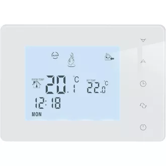   BEOK CONTROLS Termostat de cameră programabil pentru controlul centralei termice pe gaz, termostat digital de încălzire cu iluminare de fundal, alb BOT-W306